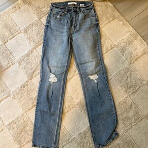 Eunina Light Blue Distressed Straight Leg Jeans